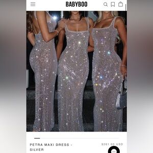 BABYBOO PETRA MAXI DRESS - SILVER Size XS